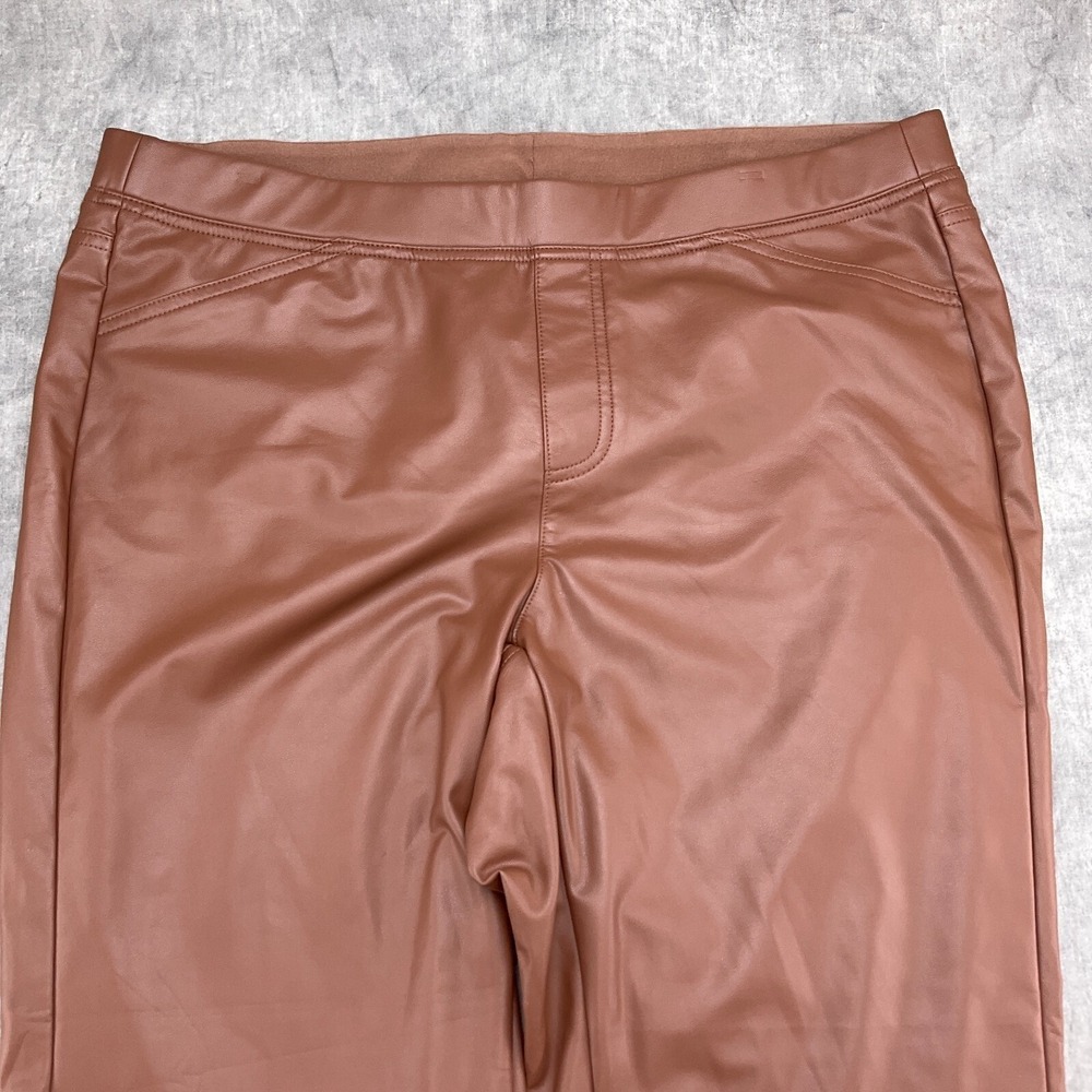 J Jill Pants Women 1XL 36W 30L‎ Brown Hickory Faux Leather Pull On Stretch NWT - Picture 2 of 12